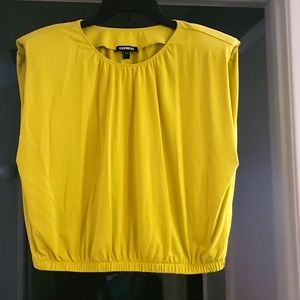 Express Cropped Padded Shoulder Top